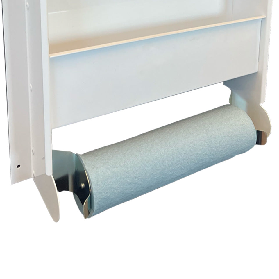 White Powder Coated 6470 Lubricant Storage Unit with Convenient Towel Rack
