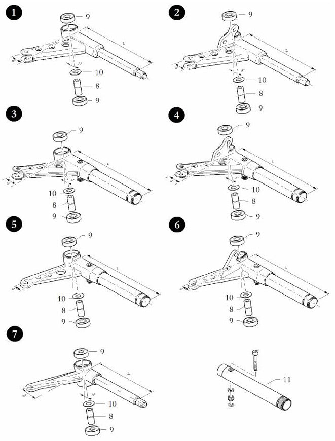 10 Degree, 150mm Long, 17mm Shaft Right-Handed Birel Spindle Assembly