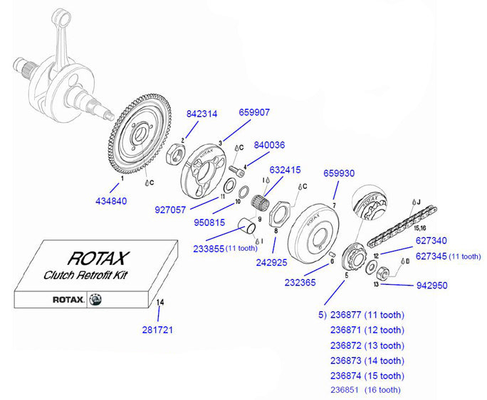 High - Quality 14 - Tooth Rotax Drive Sprocket