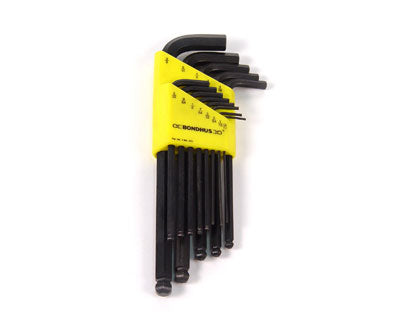 High - Quality 13 - Piece Standard L Allen Wrench Set with Ball - End Drivers from 0.050' to 3/8'