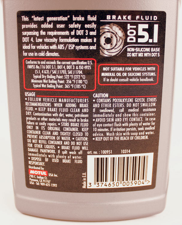 High - Performance Motul DOT 5.1 Brake Fluid for 2015+ Tony Kart Systems