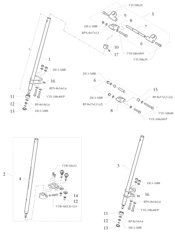 11. 40.0578.00 Birel Lower Uniball Bearing for Steering Shaft with 8mm x 22mm Dimensions