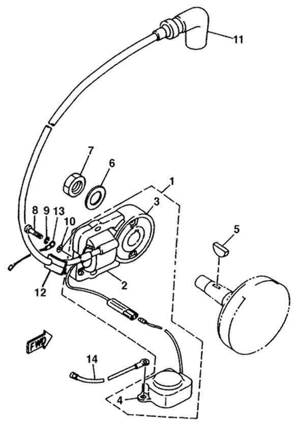 Yamaha KT100 Standard Rotation Magneto Flywheel - No. 3 on Diagram